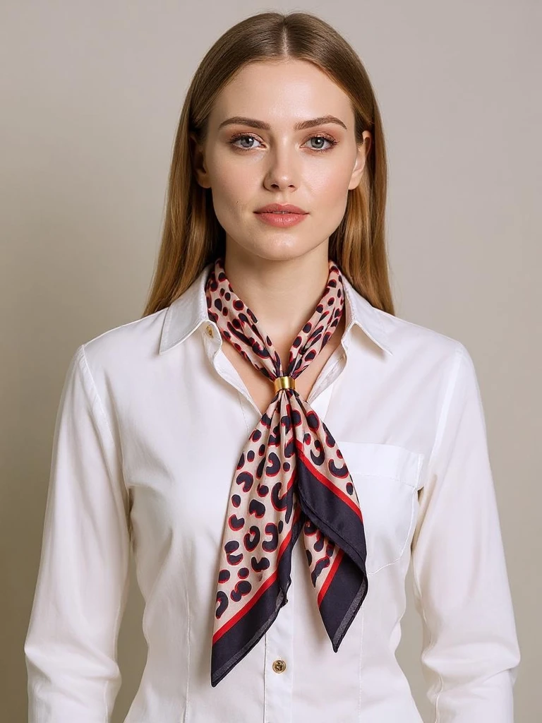 Apollonia – дамски полиестерен шал с леопардов принт, бежово и черно