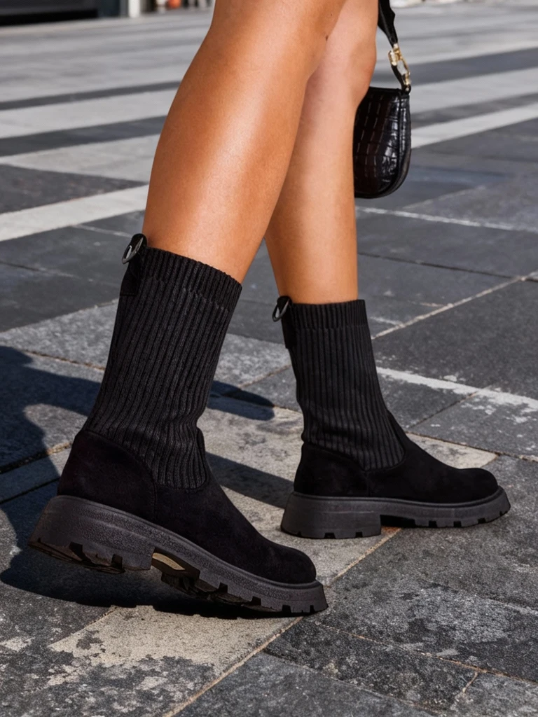 Женски ботуши Royalfashion с втъкана връзка Derette