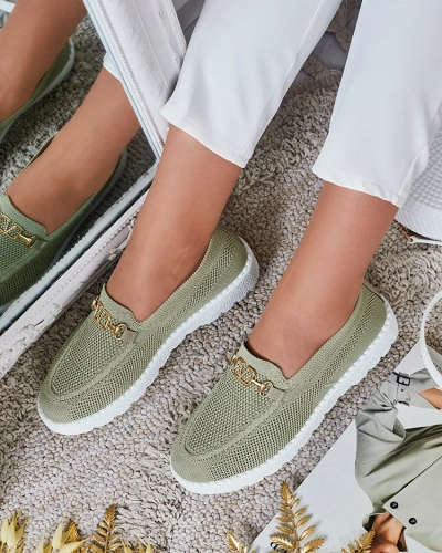 Royalfashion Дамски мокасини от плат със златна украса Erticae