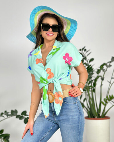 Royalfashion Дамска къса флорална риза