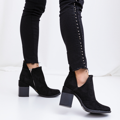 Czarne damskie botki z wycięciami Plinara - Obuwie