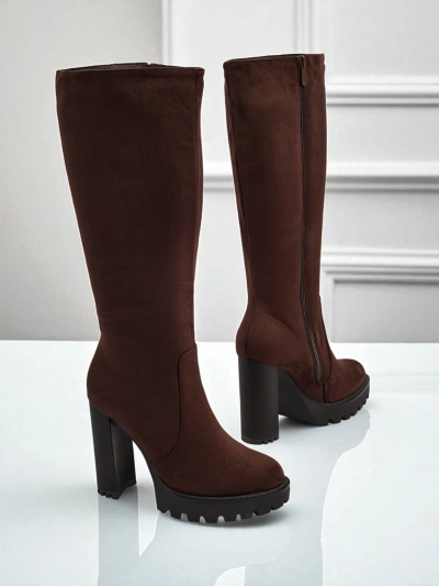 Дамски еко велурени ботуши на ток GaleNest