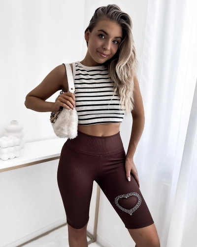 Royalfashion Тъмнокафяв дамски рипсен клин за колоездене със сърце