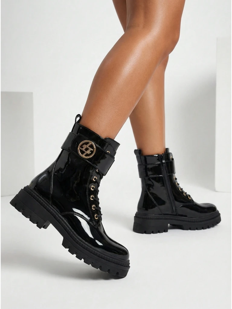 Лакирани дамски еко кожени боти Eulin