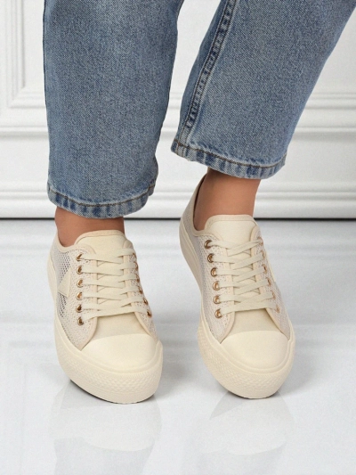 Дамски бежови кецове Callista Mesh – плосък ток, колекция Лято Есен