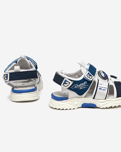 Biało-granatowe chłopięce sandały na rzepy Roserro - Obuwie