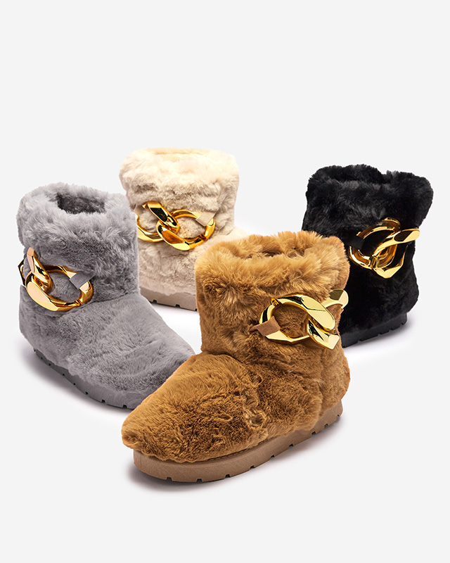 Черни дамски ботуши за сняг с кожа Sattopa- Footwear