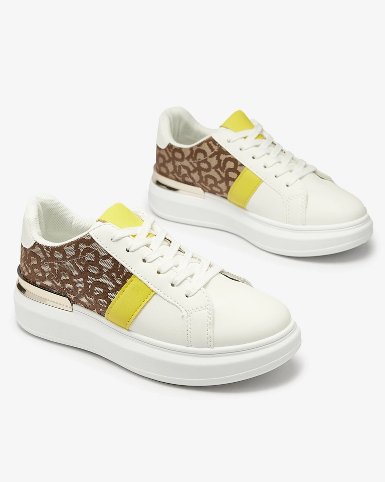 Royalfashion Бели и кафяви дамски спортни обувки Mlysio