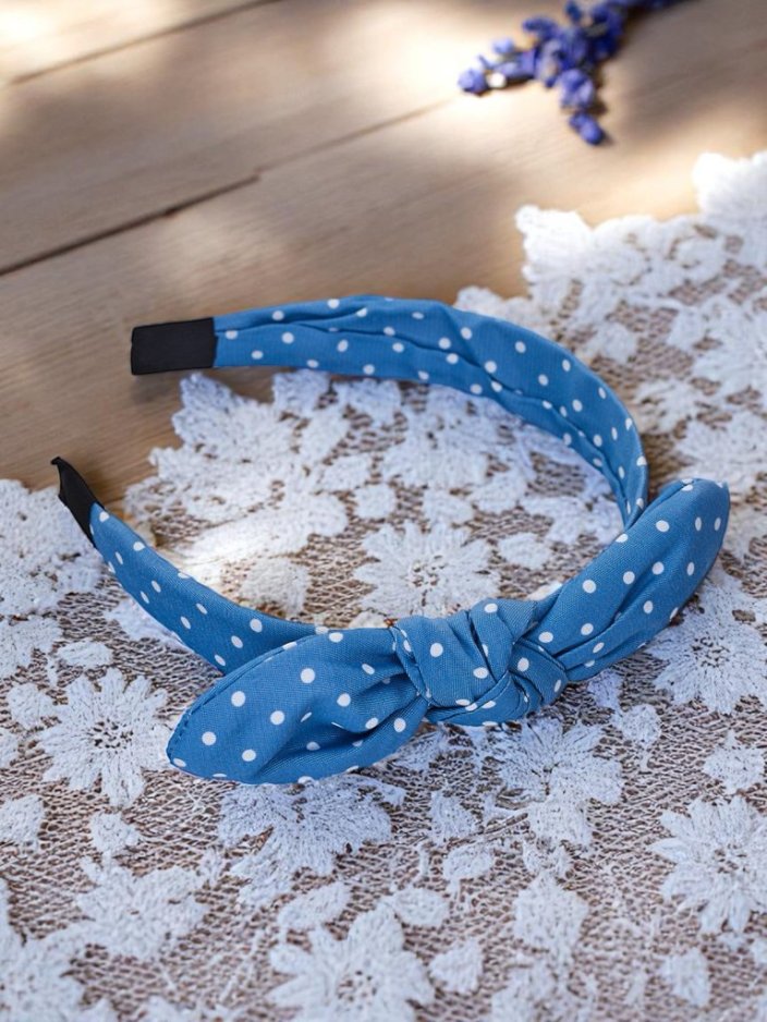 Royalfashion Лента за коса с панделка на точки Lilka