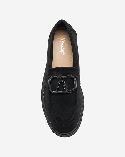 Черни дамски мокасини с орнамент Fogras- Footwear