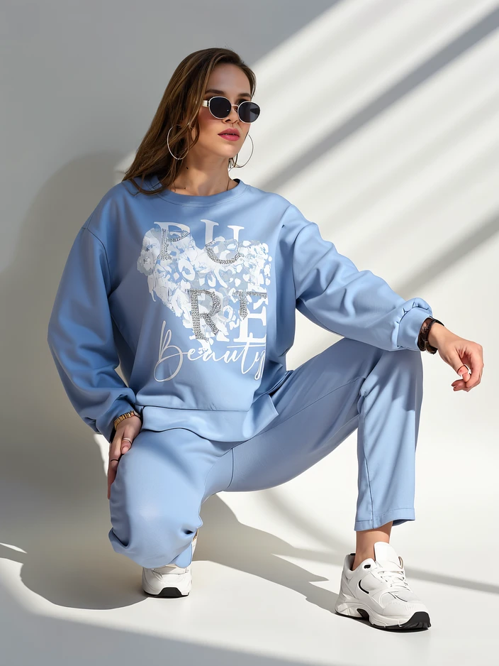 Royalfashion Жена вискозен комплект с десен