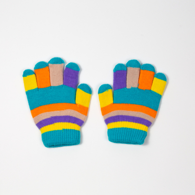 Niebieskie dziewczęce rękawiczki z brokatem i śnieżynkami - Akcesoria