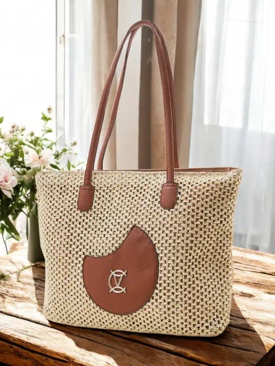 Royalfashion Голяма сламена дамска чанта за лято