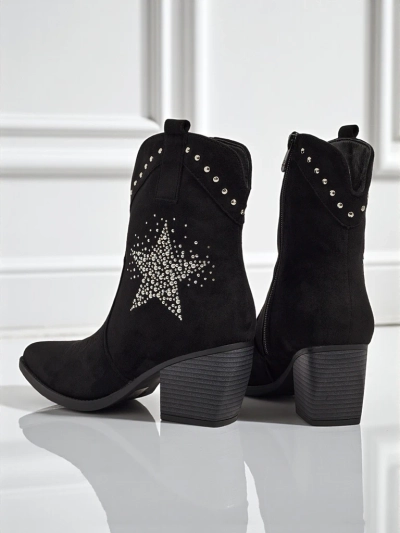 Дамски каубойски ботуши на ток с декоративна звезда с цирконии FableStray
