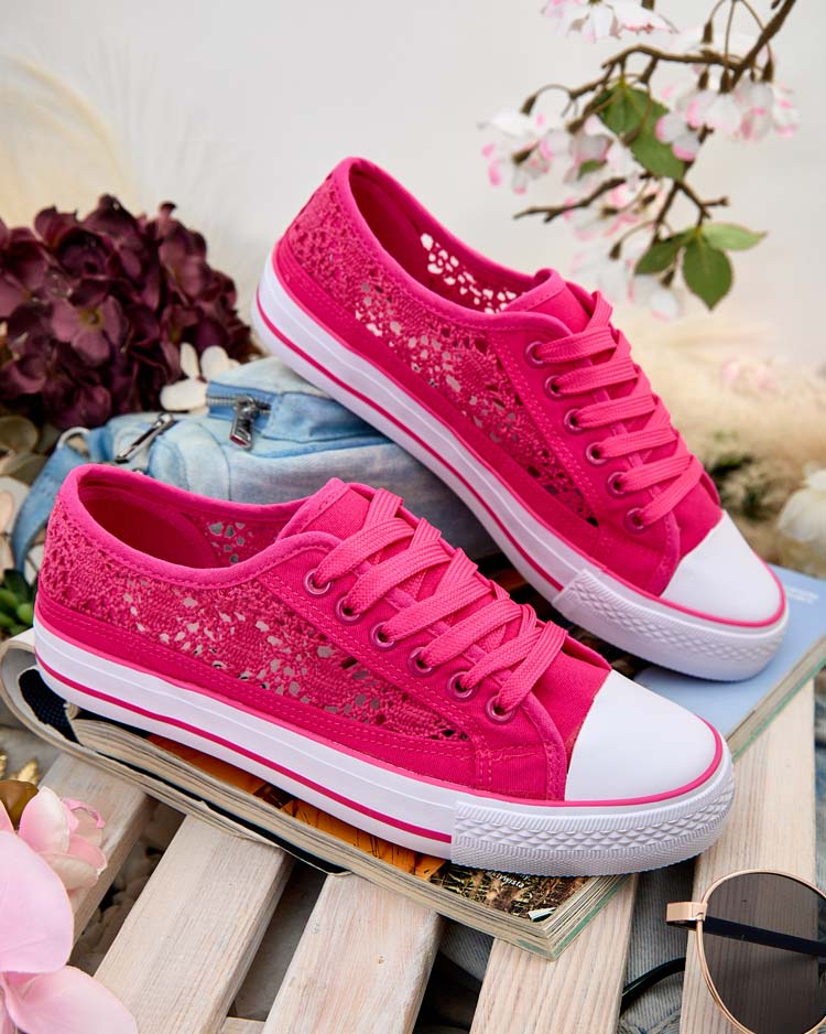 Дамски кецове Callista Fuksja - лека тъкан, равна подметка 2,5 см