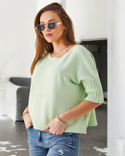 Royalfashion дамски вълнен пуловер с къси ръкави