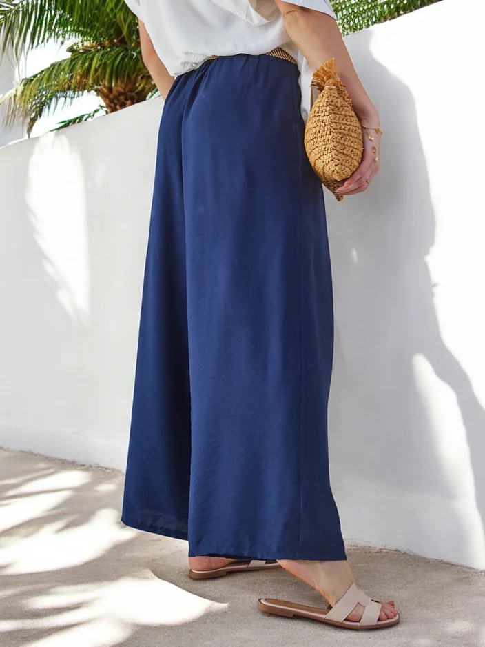 Royalfashion Дамски широки панталони от вискоза