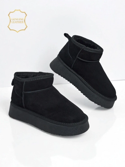 Къси дамски боти а'ла снегоходки от естествена кожа Elunara