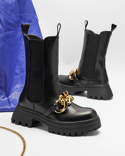Дамски ботуши с верижка в черно Evves- Footwear