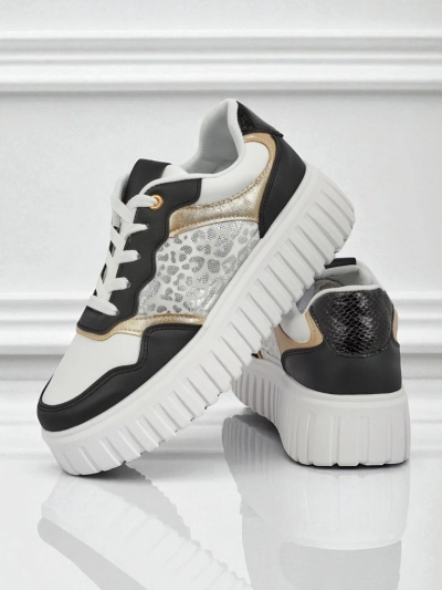 Дамски сникърси Royalfashion Callista платформа черни еко кожа размер 40