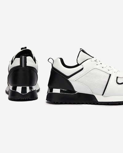 Białe sportowe damskie buty z czarnymi wstawkami Ruby - Obuwie