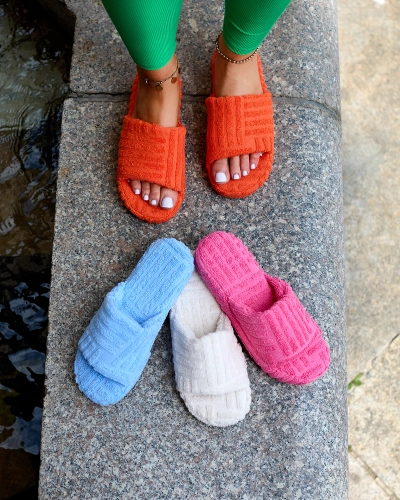 Royalfashion Бежови дамски джапанки от плат Tylles