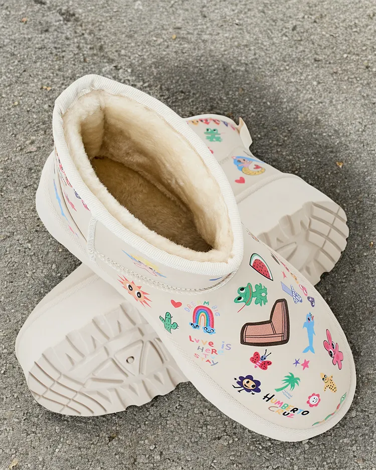 Ройалфешън Къси дамски снягоботи с наклейки Ханага