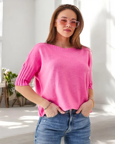 Royalfashion дамски пуловер от вискоза с къс ръкав