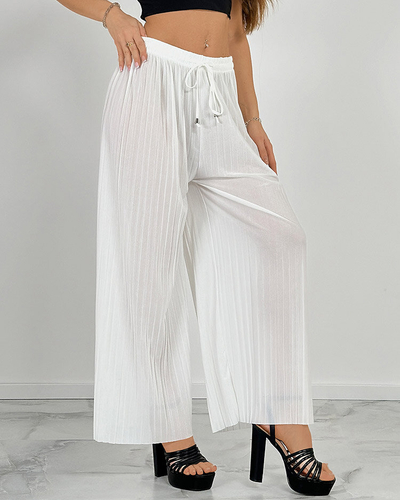 Royalfashion Дамски широки плисирани панталони