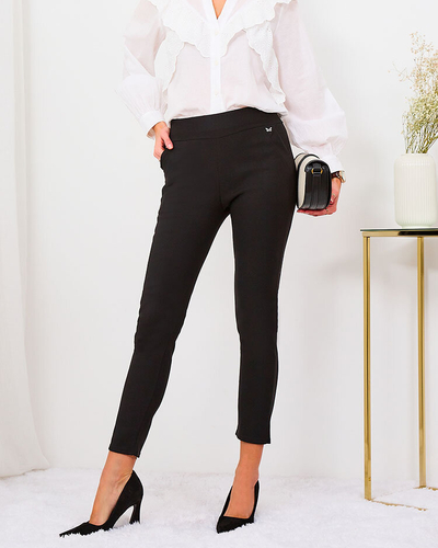 Royalfashion Черни дамски клинове от екокожа a'la bells