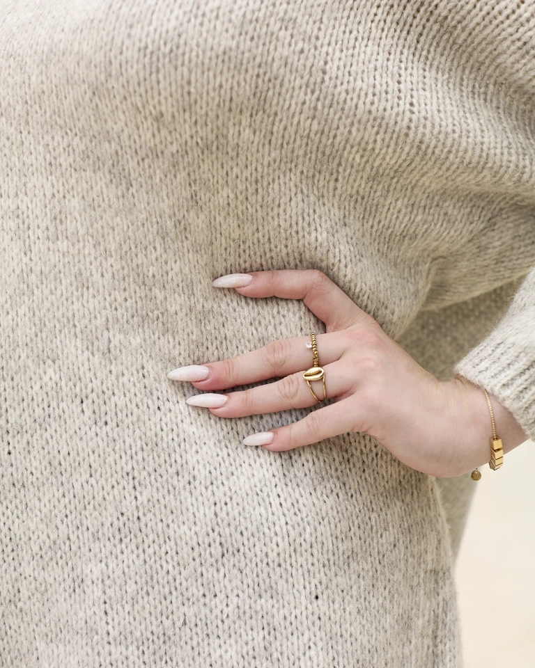 Royalfashion Сив дамски дълъг oversize пуловер