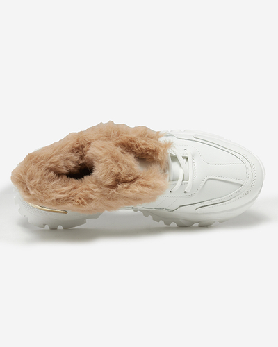 Sportowe białe buty damskie z futerkiem Flixi - Obuwie