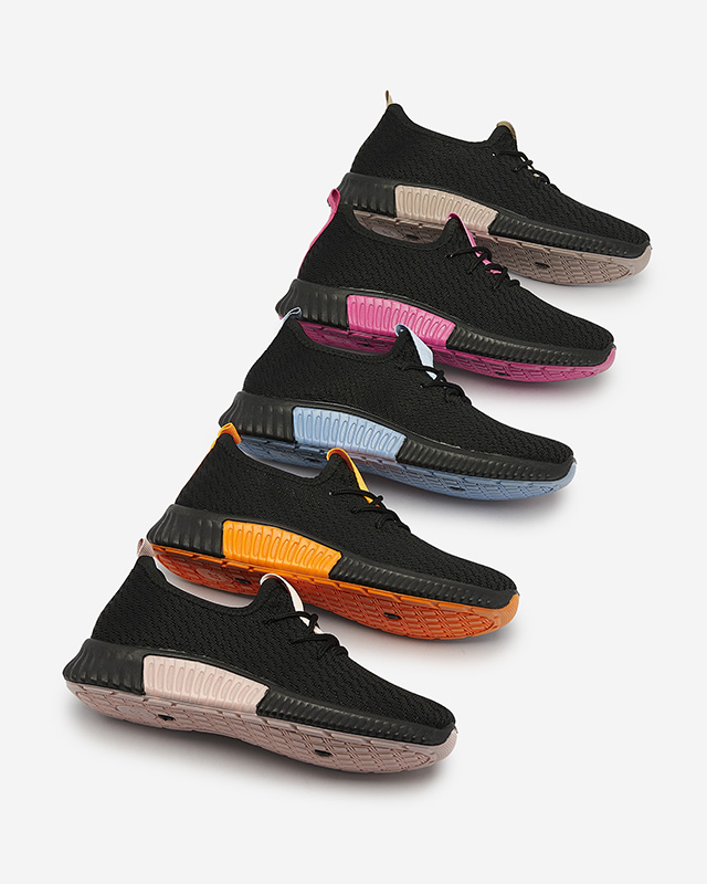 Черни дамски спортни обувки с оранжеви вложки Keteti - Обувки