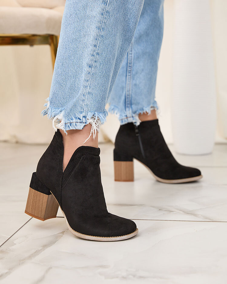 Royalfashion Black Lemere ботуши с квадратен ток