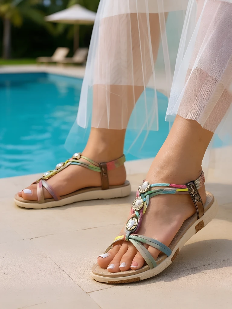 Дамски сандали Colora Aurora Royalfashion Цирконии Пролет Лято