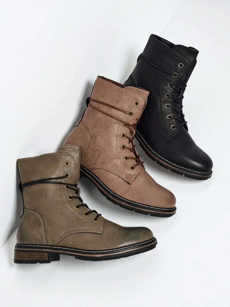 Дамски боти Ravonna от еко кожа с връзки