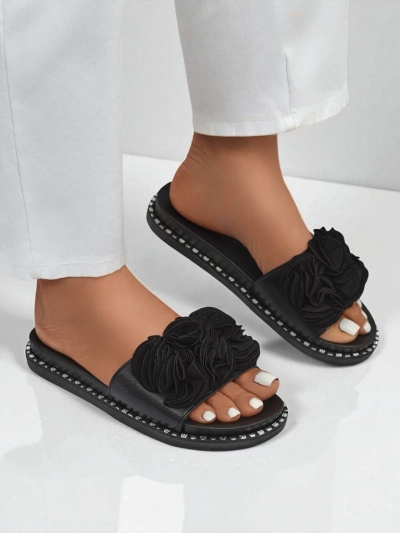 Royalfashion Дамски чехли с равна подметка Flora Verde