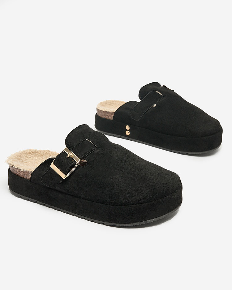 Royalfashion Дамски чехли с овча кожа и катарама Kajis