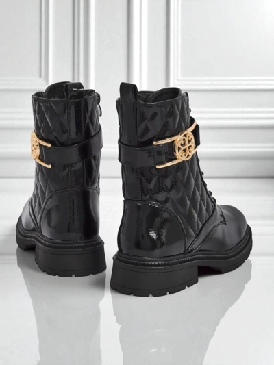 Дамски капитонирани боти от екологична лакирана кожа Opal Verge