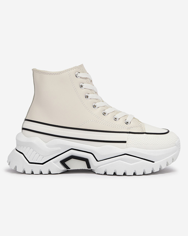 Дамски кремави спортни обувки a'la с платформа Retiha - Обувки