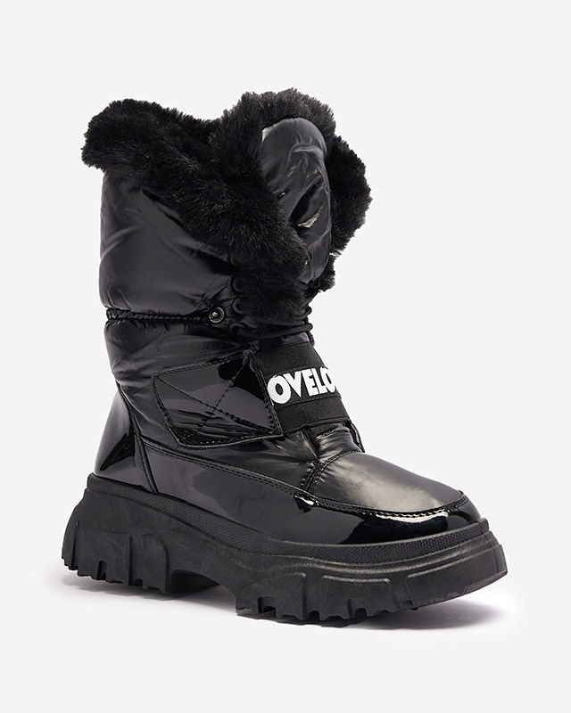 Дамски ботуши за сняг с плоска подметка в черно Sapollo- Footwear