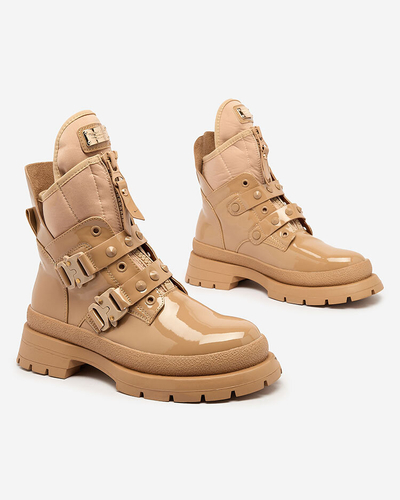 Royalfashion Светлокафяви дамски ботуши Hennobs