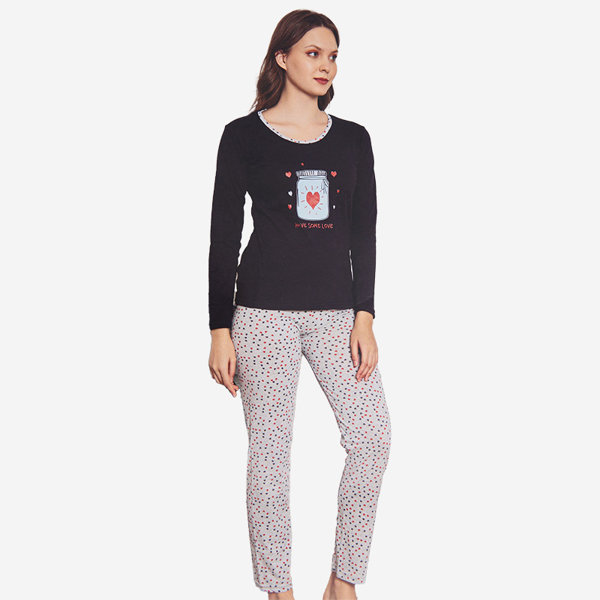 Тъмносиня и сива коледна пижама от 2 части с щампа - Облекло