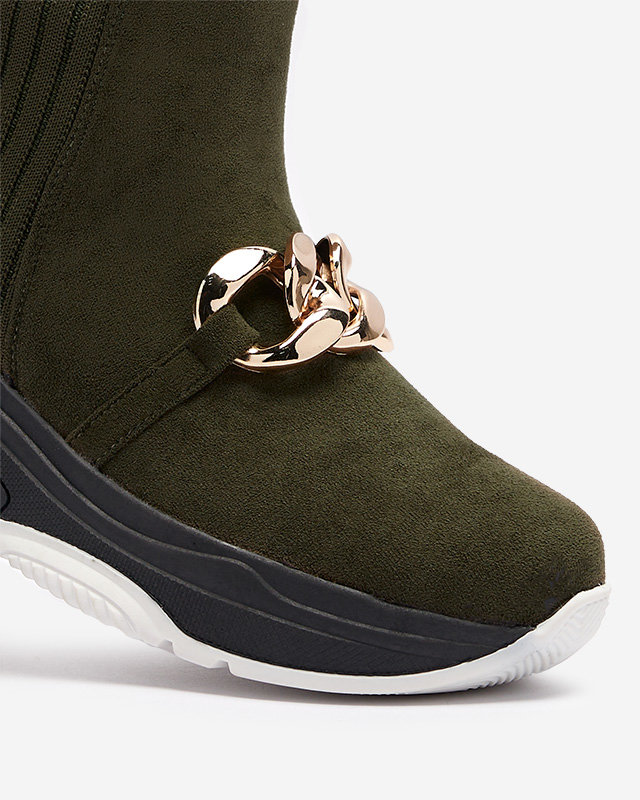 Зелени дамски ботуши от екокожа Cuzitta- Обувки