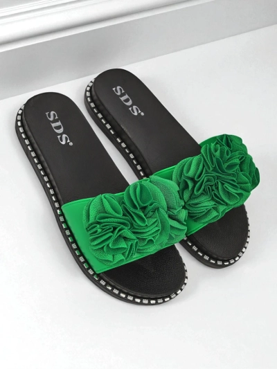 Royalfashion Дамски чехли с равна подметка Flora Verde