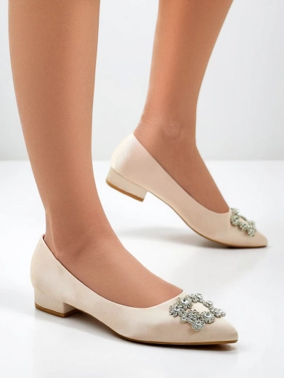 Royalfashion дамски балеринки а-ла сатен с декоративна катарама Legant