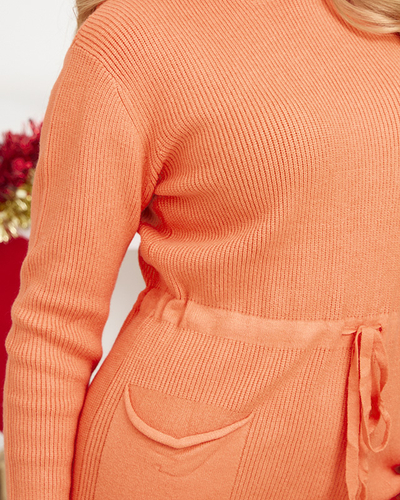 Оранжева дамска рокля с качулка - Облекло