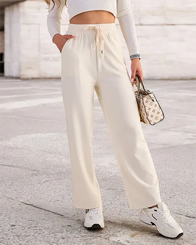 Royalfashion Дамски широки панталони с ребро