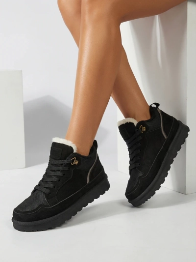 Дамски кецове Diana черни велурени удобни за зимата