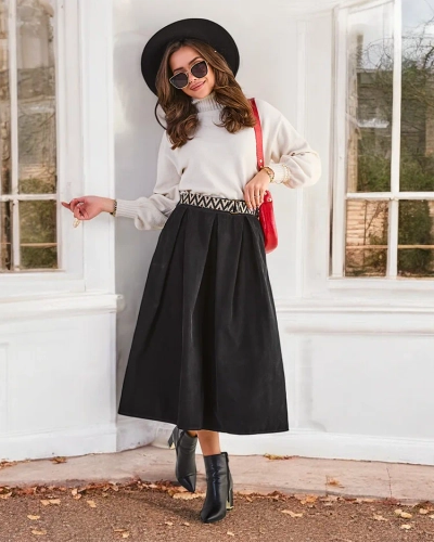 Дамска миди пола Royalfashion a' la corduroy